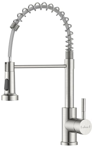 APPASO Wasserhahn, Küchenarmatur Hochdruck mit Herunterziehen Brause, Mischbatterie Küche mit 2 Strahlarten, 360° Drehbar Spültischarmatur -Bleifrei/Nickelfrei Edelstahl | Gebürstet