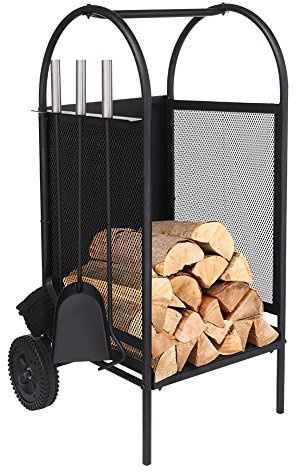 ART TO REAL Brennholz Warenkorb mit Rädern,Brennholzregal Innen,Kaminholzregal mit Rollen