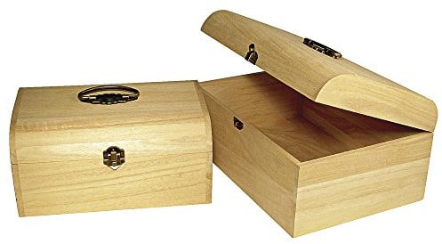 Rayher 6166600 Holz-Koffer mit Antikbeschlag, 29,5x20,5x14 cm