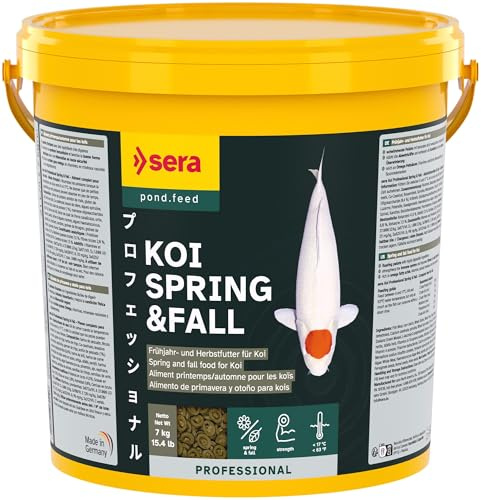 sera Koi Professional Spring & Fall 21 L (7 kg) | Koi Futter für Frühjahr & Herbst unter 17 °C | Koifutter mit leicht verdaulicher Rezeptur | Fischfutter für gesundes Wachstum | Karpfenfutter