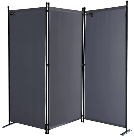 QUICK STAR Paravent 3 Teilig 170 x 165 cm Grau - Garten & Balkon Sichtschutz Stellwand Innen & Außen - Raumteiler Trennwand Faltbar Blickdicht & Wetterfest