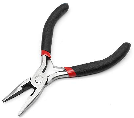 YapitHome Schmuckzange Flachzange mit Abgeflachten | für Schmuck, Handarbeiten, Hobby, Perlen, 117 mm, Schwarz