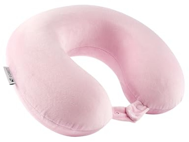 Egret Memory Foam Nackenhörnchen für Reisen - Ergonomische Unterstützung für Kopf, Nacken & Kinn - Super Leicht Nackenkissen für Flugzeug, Auto, Büro - Rosa