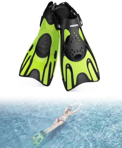 Hikeen Verstellbare Schnorchelflossen: Schwimmflossen Kurz Flossen Erwachsene mit Offener Ferse, Unisex Tauchflossen inkl. Netzbeutel (37-41cm)