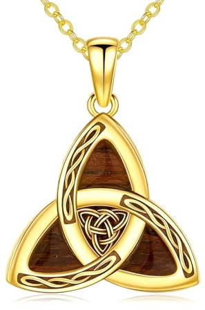 YEESIA Ebenholzkette für Herren 925 Sterling Silber Claddagh/Keltische Irische Halskette Echter Ebenholz-Wikinger-Anhänger Holzschmuck Geschenke für Männer Frauen