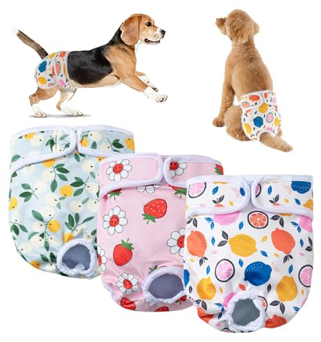 SUNNIFLY 3 Stück Hundewindeln für Hündinnen, Waschbare und Wiederverwendbare Läufigkeitshose für Hündinnen, geeignet für Hitze, Inkontinenz und Lange Reisen (Größe M)