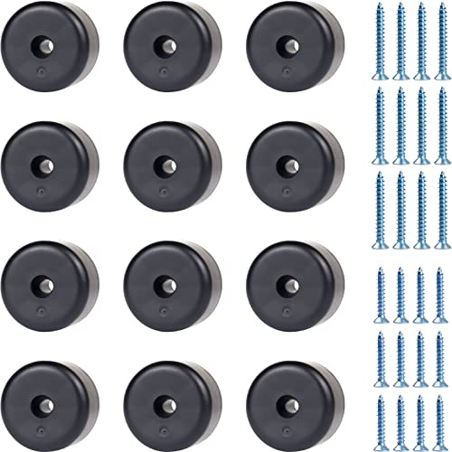 Panexf Möbelbeine Rund 12 Stück Füße für Möbel Möbelfüße Schwarz Ø 40 x H 25 mm Schrankfüsse Möbelgleiter mit 24 Stück Schrauben
