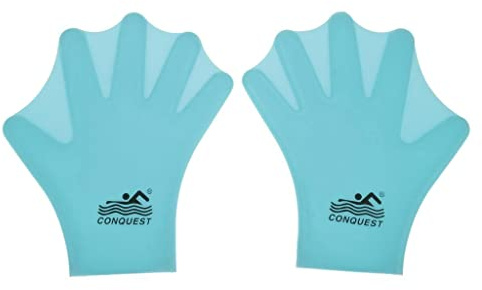 Tiuimk Silikon-Schwimmhandschuhe zum Tauchen und Schwimmen, Kindergröße, Blau