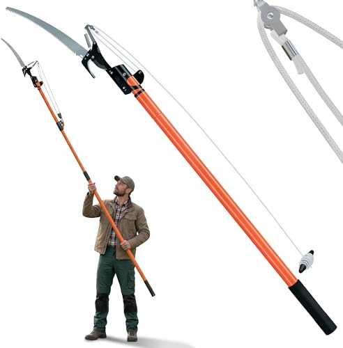 DEUBA® Teleskop Astsäge 2in1 Nylon Seilzug max. Arbeitshöhe 4 Meter Astschere Baumsäge Gartensäge Baumschere