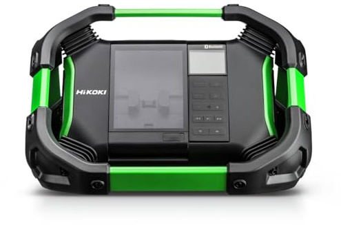 HiKOKI Akku-Baustellenradio UR18DSDL (Bluetooth, DAB+, USB, Wassergeschützt, AUX, Hohe Empfangsleistung und Klangqualität)