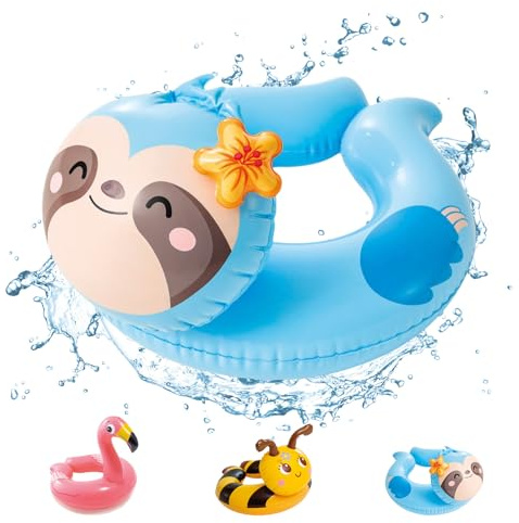 POPOYU Schwimmreifen Kinder 3-6 Jahre,Schwimmreifen Faultier Kinder,Schwimmtiere für Den Pool,Aufblasbare Schwimmtiere Faultier,Pool Tiere Aufblasbar Spielzeug für Schwimmbad-Party,Strand Partyzubehör