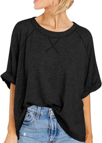Cicy Bell Damen Oversize T-Shirt | Sommer, Kurzarm, Rundhals, Casual Lockere, Elegant