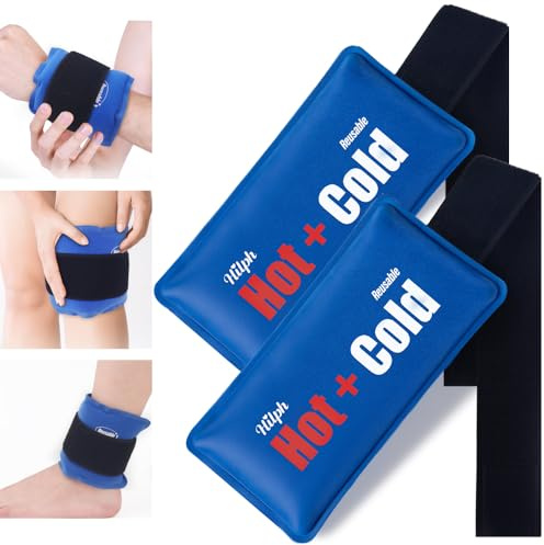 Hilph 2 Kühlpads Gel Kühlakkus für Verletzungen mit Klettverschluss, Blau | Kalt Warmkompressen Eisbeutel Kühlkompressen Kühlbeutel Kühlpacks Coolpack für Handgelenk, Knie, Knöchel, Hals, Ellbogen