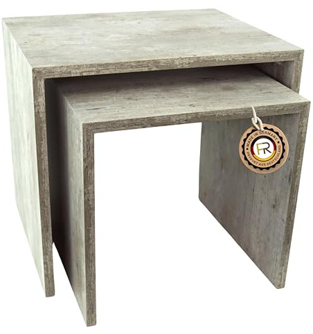 freeroom24 Designer Double in Betonoptik 50x40x45 cm - Wohnzimmertisch modern - Couchtisch - praktischer Coffee Table Betonoptik - Kleiner Kaffeetisch - Blumensäule - Zweisatztisch - Made in Germany