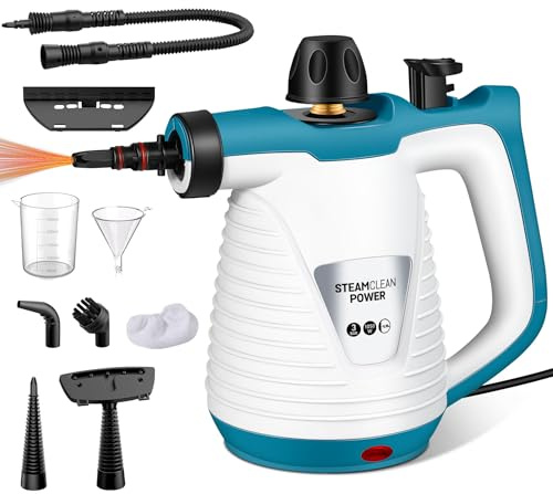 KingSom Dampfreiniger, Dampfreiniger Handgerät mit 9 Zubehörteilen, Steam Cleaner Handheld, Handdampfreiniger für Zuhause, Tragbarer Steam Cleaner für Entfernt Schmutz und Fett, für Alles