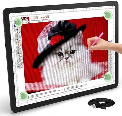 TSOCOS A4 Leuchttisch, 11000Lux Sehr Hell LED Licht Pad mit Seitliche Tasten & 6 Stufen der Helligkeit, 3 Farben Lightpad Leuchtplatte für Diamond Painting, Zeichnen, Skizzieren