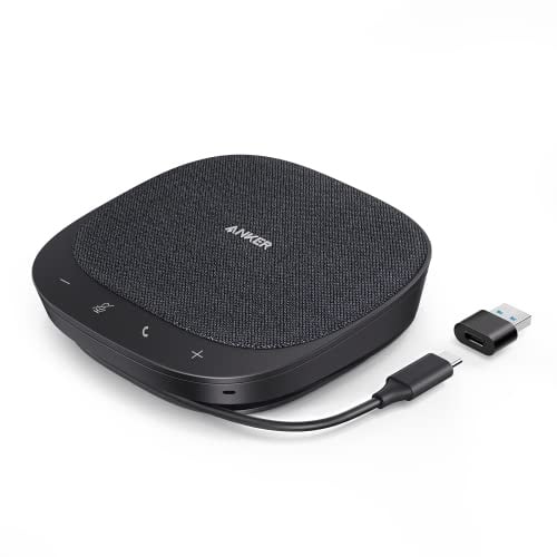 Anker, PowerConf S330, Konferenzlautsprecher, 4 Mikrofone | Smarter Stimmfilter, Plug & Play, 4 Mikrofone für 360° Raumabdeckung, klares Klangprofil