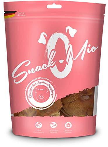 SnackOMio – Premium Hundesnack – knusprige Schweineohren, getreidefrei, 1er Pack (10 Stück)