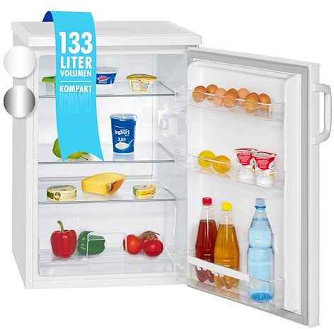 Bomann® Kühlschrank ohne Gefrierfach | Energieklasse D | 85cm | leise 39dB | 3 Ablagen | Türanschlag wechselbar | 133L | Kühlschrank klein mit Gemüsefach | Standardkühlschrank | VS 2195.1 weiß
