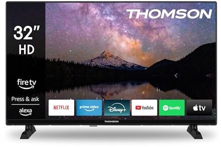 Thomson 32 Zoll (80 cm) HD Smart Fire TV, Alexa-Sprachsteuerung, Triple-Tuner (DVB-T/T2/C/S/S2), Dolby Audio, DTS Virtual:X, HDR10, AirPlay, WLAN, Bluetooth, HDMI, 32HF2S34