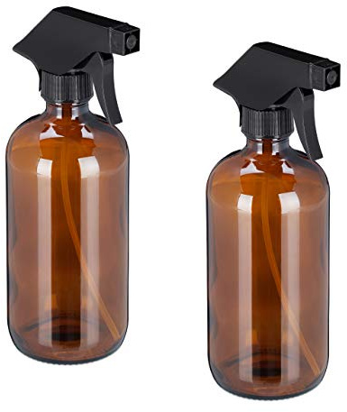 Relaxdays Sprühflasche Glas, 2X 500 ml, Set, nachfüllbar, braun | Nebel & Strahl, Haarpflege, Reinigung, Zerstäuber, leer