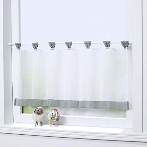 Joyswahl Bistrogardine Voile Schlaufen Scheibengardine Mia Küchen Transparenter Vorhang HxB 45x120cm Grau 1er Pack