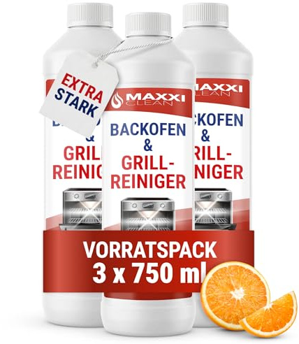 Maxxi Clean 3 x 750 ml Backofen und Grillreiniger Gel Paste I extrastarker selbstarbeitender Fettlöser I entfernt hartnäckige Verkrustungen ohne Schrubben I Backofen Herdplatte Grill I Made in Germany