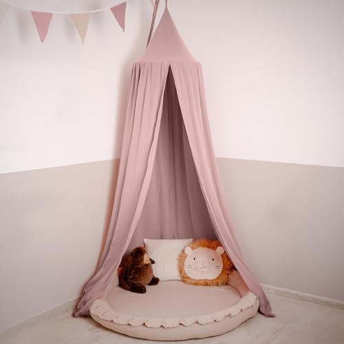 lilimaus Baldachin Kinderzimmer [in 12 Farben] - Vorhang für Kinderbett | Betthimmel aus 100% Baumwolle Musselin Handmade für Mädchen & Jungen - Babybett Himmel als Babyzimmer Deko - Kuschelecke