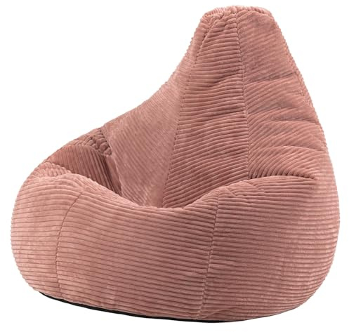 Icon Dalton Sitzsack Cord, Rosa, Gaming Sitzsack Erwachsene mit Füllung, Bean Bag, Cord Sessel, Lounge Sessel, Lounge Stuhl, Schlafzimmer, Wohnzimmer, Wohnzimmer Möbel
