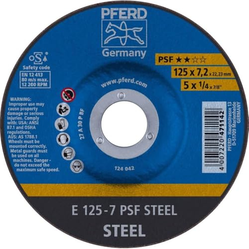 PFERD TOOLS Schruppscheibe, 5 Stück | 125 x 7,2 x 22,23 mm, gekröpft, PSF STEEL | 69298071 für Stahl