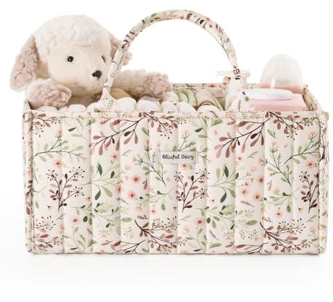 Blissful Diary Wickeltisch-Organizer, Wickelkorb für die Wickelstation, Stilvoller Wickelorganizer für Babybedarf, Unverzichtbares Geschenk zur Geburt und für die Baby-Wunschliste, Gänseblümchen