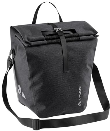 VAUDE Recycle Back Single Fahrradtasche Gepäckträger 36 L, Black | Einzeltasche mit Erweiterungsbalg von 20 auf 36 Liter, Tragegriff, Schultergurt, 900 g, Made in Germany