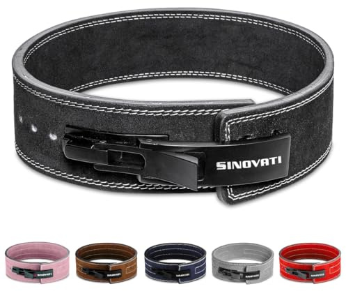 SINOVATI Premium Gewichthebergürtel KDK Gürtel aus Echtleder mit Schnalle, Weightlifting Lever Belt für Fitness Powerlifting Krafttraining Bodybuilding, (Schwarz, M-8.5cm)