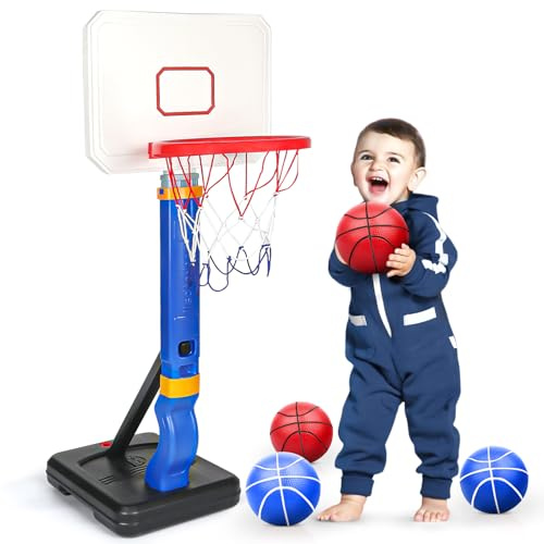 YIMORE Basketballkorb Kinder, Basketballkorb Outdoor Indoor mit Ständer Höhenverstellbarer 70-138cm, Basketballkorb Indoor für Zimmer Spielzeug für Kinder von 3 bis 8 Jahren