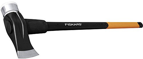 Fiskars Spalthammer (geschmiedet), 2 in 1: Axt und Hammer, Gewicht: 3,9 kg, Gehärtete Stahl-Klinge/Glasfaserverstärkter Kunststoff-Griff, Schwarz/Orange, SAFE-T, X39, 1001703