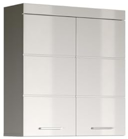 trendteam smart living - Amanda - Hängeschrank breit - Weiß/Weiß Hochglanz - 2 Einlegeböden - (BxHxT) 73 x 77 x 23 cm - kratzfest