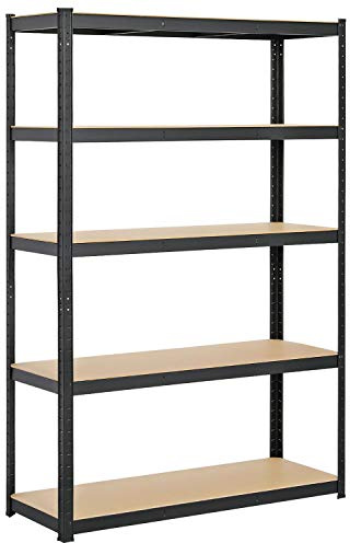 Yaheetech Schwerlastregal 180 x120 x45 cm Max. Belastbarkeit 875kg Schwarz | 5-Stufiges Lagerregal mit Verstellbaren Einlegeböden Kellerregal mit Flexibler Konfiguration für Keller/Garage/Küche/Laden
