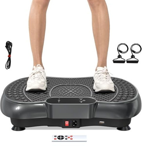 Dskeuzeew Vibrationsplatte Vibrationsgerät - Vibrationstrainer Zuhause mit 99 Intensitätsstufen + 5 Vorprogramm für Ganzkörpertraining Gewichtsabnahme Muskelaufbau, Schwarz