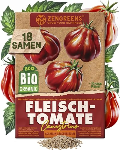 ZenGreens® - Bio Fleisch-Tomate Samen (Canestrino) - Fleisch-Tomatesamen - Gemüsesamen für den einfachen Anbau im Garten, Balkon oder Hochbeet - Gemüse Saatgut