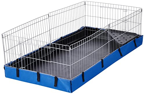 Amazon Basics Haustierkäfig Bequem mit Segeltuch-Unterteil, Meerschweinchen, Blau, L 118 x B 35 x H 60 cm