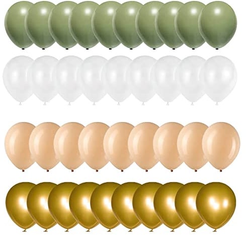 Luftballons Grüne Luftballons hochzeit 50 Stück 30cm Luftballons Salbei Grün Gold Weiß Helium Ballons für Hochzeit Geburtstag Baby Shower Jubiläum Dschungel Safari Party Dekoration