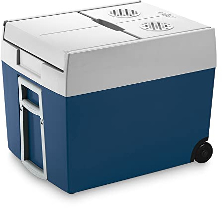 MOBICOOL MT48W elektrische Kühlbox 48L – 12V und 230V – Tragbarer Mini-Kühlschrank mit Rollen für Auto, Wohnmobil, LKW und Outdoor Reisen – Leistungsstarke Kühlung für unterwegs – Blau