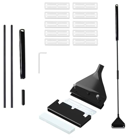 Aquarium Reinigungswerkzeuge, Aquarien Scheibenreiniger 62 cm Aluminiumlegierung Klingenreiniger, Mit Abnehmbarer Stange,10 Stück Edelstahl Klingen,Für Glas Fischbecken