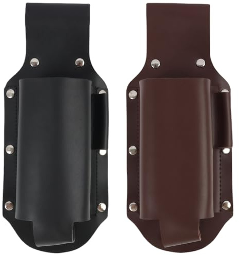 2 Stück Bierhalter Gürtel Leder, Tragbarer Bierflaschenhalter Holster für Männer, Biergürtel Geeignet für Camping, Wandern, Grillen, Vatertag, Flaschenhalter Gürtel Outdoor, Schwarz und Braun
