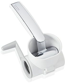 Leifheit Parmesanmühle ComfortLine-Serie, Käsemühle zum leichten Reiben von Hartkäse mit Metallbügel zum Fixieren, einfache Reinigung, Käsehobel, Trommelreibe auch für Nüsse, Schokolade, Parmesanhobel