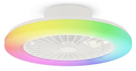 BKZO moderne Smart-LED-Deckenleuchte mit Ventilator, RGB Deckenventilator-Leuchten, 6 Lüftungsgeschwindigkeiten, stufenlos dimmbares Licht für Wohnzimmer, Schlafzimmer, Büro, 3000-5500 K(weißer 50CM)
