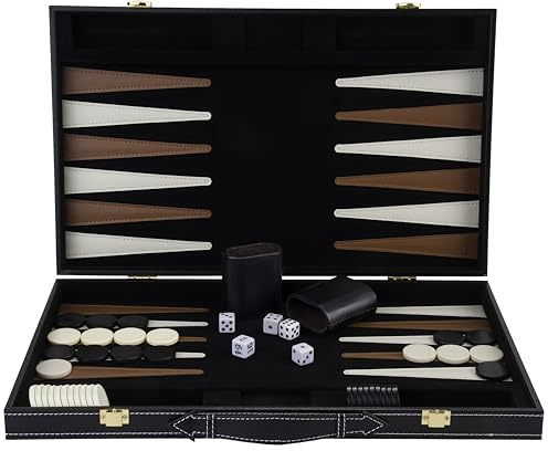 Engelhart - Tolles Backgammon-Spiel aus Holz mit Kunstleder-Lackierungen - 250504