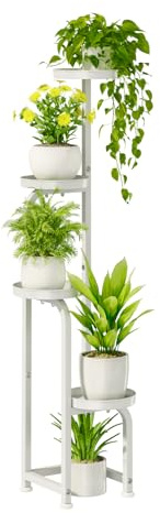 Bamworld Bamworl Blumenständer Metall Weiss Pflanzenständer Blumentreppe Indoor 4 Etagen robustes Pflanzenregal für Terrasse Garten Balkon Wohnzimmer Schlafzimmer