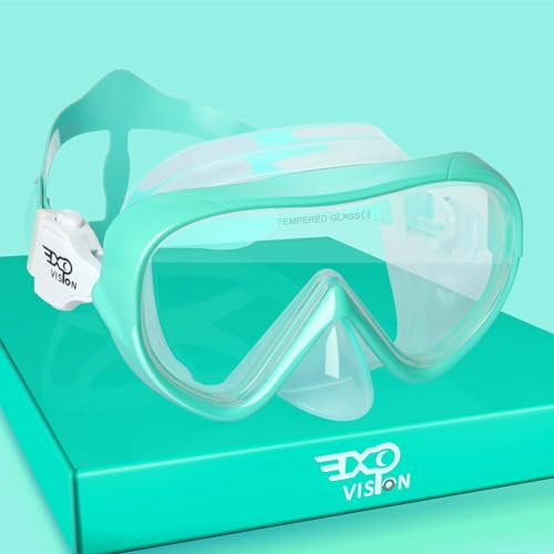 Kinder Taucherbrille 180° Panorama Kind Schnorchelmaske, Anti Nebel Tauchmaske gehärtetes Glas Schwimmmaske Junge Silikon Tauchermaske Mädchen Schwimmbrille mit Nasenabdeckung 4-16