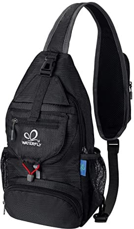 WATERFLY Brusttasche Sling Bag Klein: Faltbarer Crossbody Bodybag Crossbag Slingbag Crossover Single Chest Rucksack Schultertasche Schulterrucksack Cross Body Herren Damen Reisen Wandern